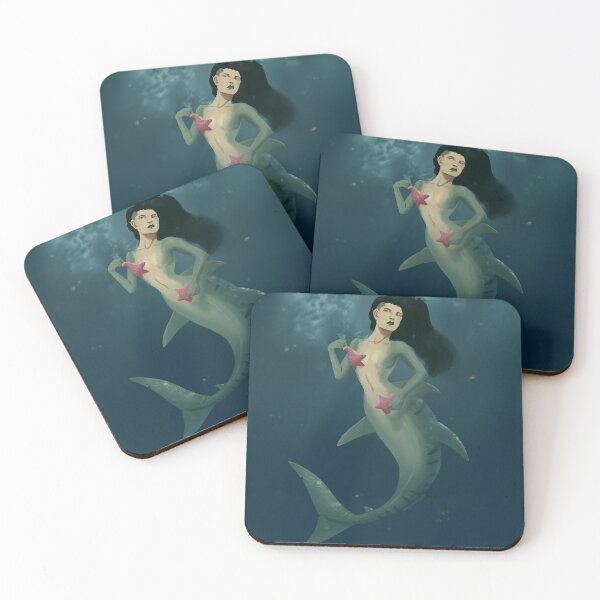 Item preview, Shark Mermaid with sea stars designed and sold by Maysoulrose.