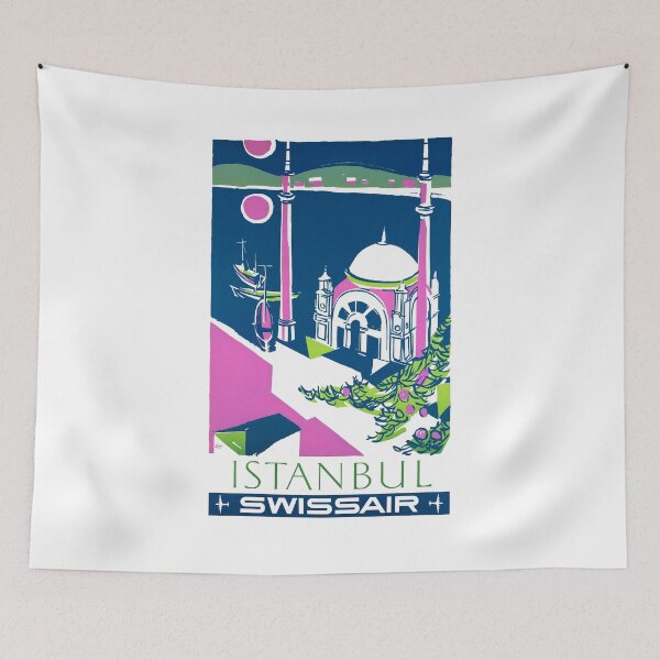 Item preview, 1951 Swiss Air Istanbul Airline Travel Poster designed and sold by retrographics.