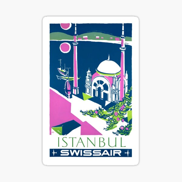 Item preview, 1951 Swiss Air Istanbul Airline Travel Poster designed and sold by retrographics.