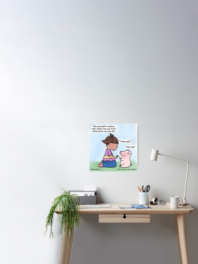 PIG VEGAN CARTOON EAT PLANTS LOVE ANIMALS Poster for Sale by wiboandbear