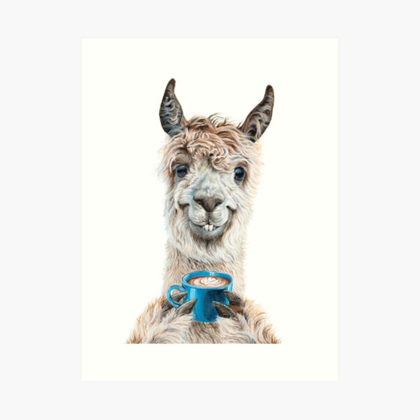 Llama Latte Art Print