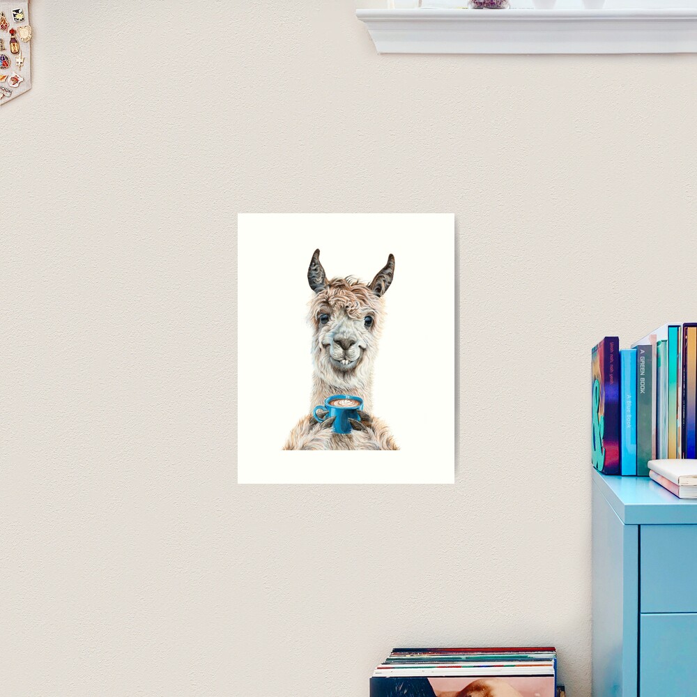 Llama Latte Art Print