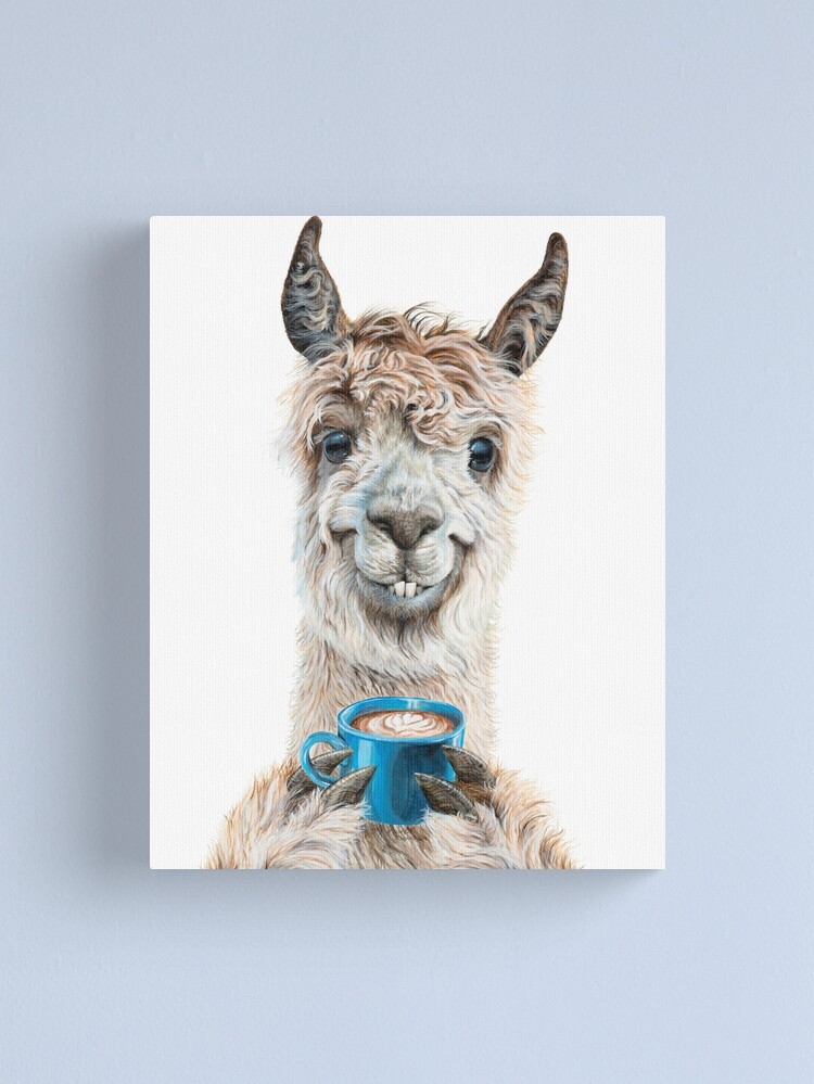 Thumbnail 2 of 3, Canvas Print, Llama Latte designed and sold by HollySimental.