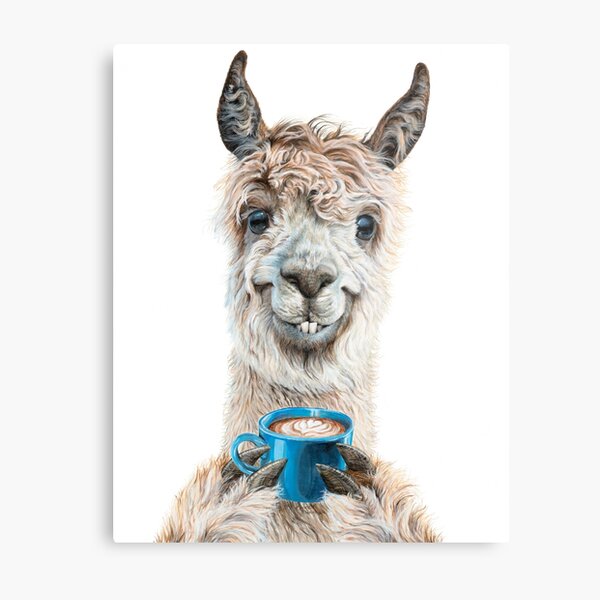 Llama Latte Metal Print