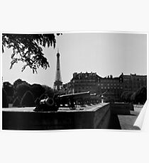 The canons of the Invalides and Eiffel tower Paris Poster