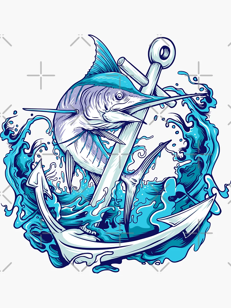 Marlin Fishing Club Sticker Monochrome Stock Vector - Illustration of  recreation, animal: 270363130
