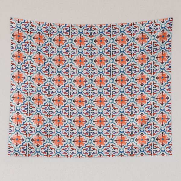 Item preview, Azulejo Floral Pattern designed and sold by AM FineArtPrints.
