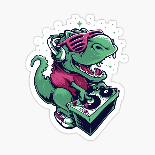 Aperçu de l'œuvre DJ Dinosaur créée et vendue par Vector Scout Lab.