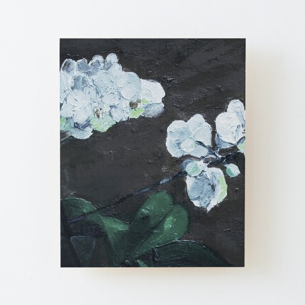 Nature - White Orchid (Dark) Wood Mounted Print