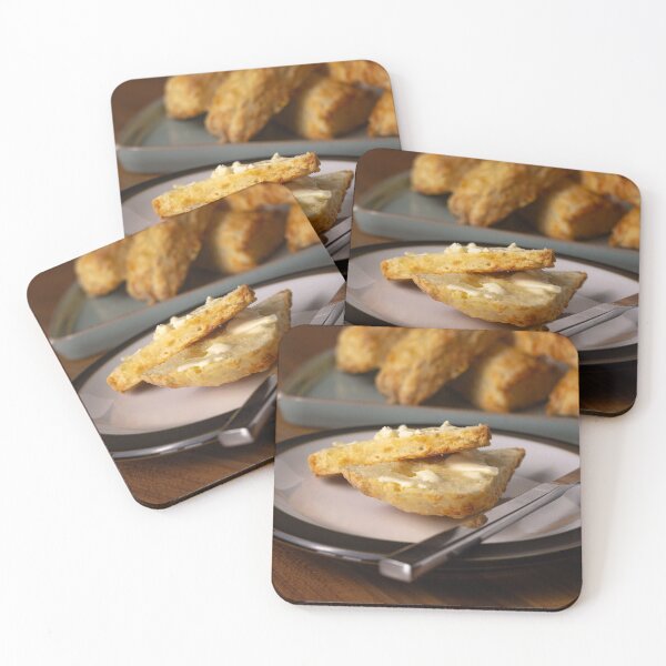 Item preview, Cheese scones with butter close up designed and sold by Karrakunga.