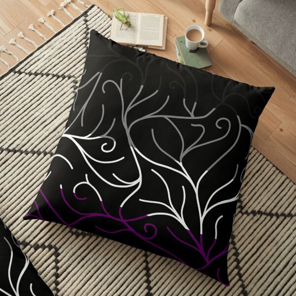 Black Velvet, Asexual Flag Vines Floor Pillow