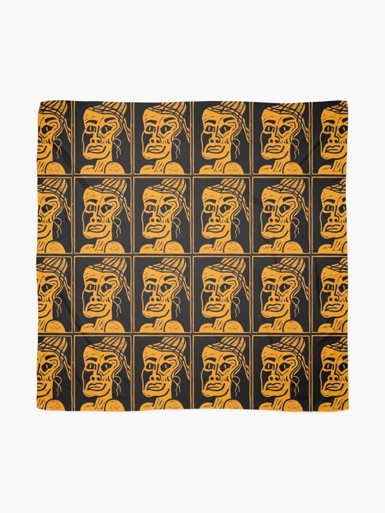 Thumbnail 2 of 3, Scarf, African Linocut Orange designed and sold by leonitalee.