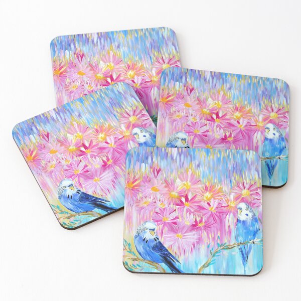 Aperçu de l'œuvre Perruches bleues, peintes avec des couleurs pastel créée et vendue par cathyartist.