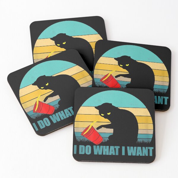 I do what I want red cup cat tshirt and gifts Coasters (Set of 4)