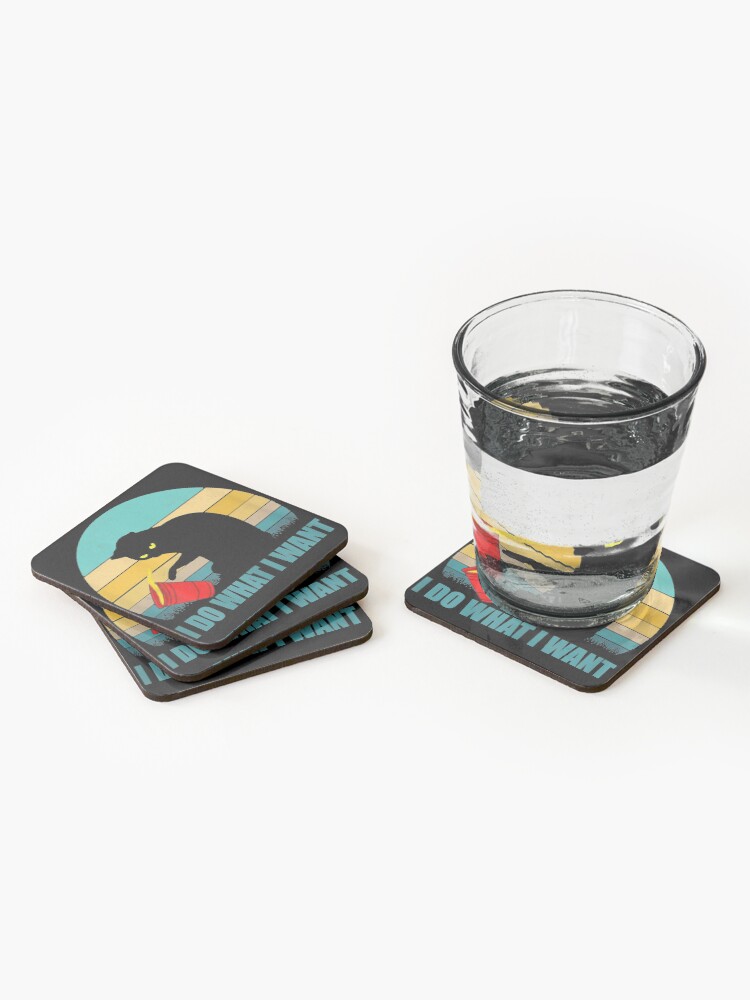 Alternate view of I do what I want red cup cat tshirt and gifts Coasters (Set of 4)