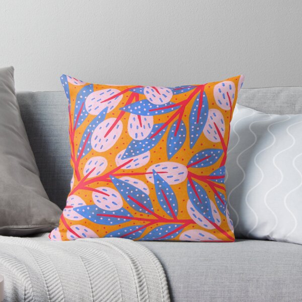 Gold sky in the forest Throw Pillow
