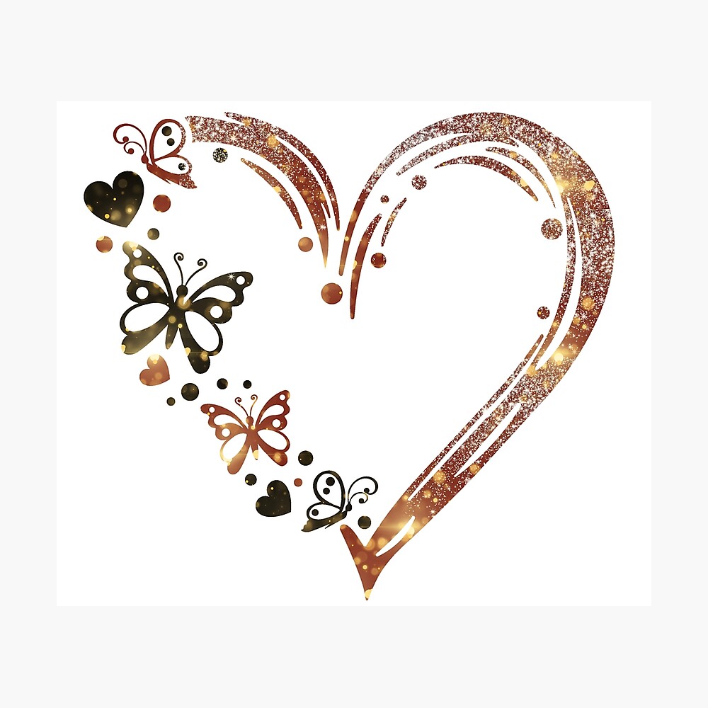 Gold Hearts And Butterflies Poster By Wisdominspired Redbubble