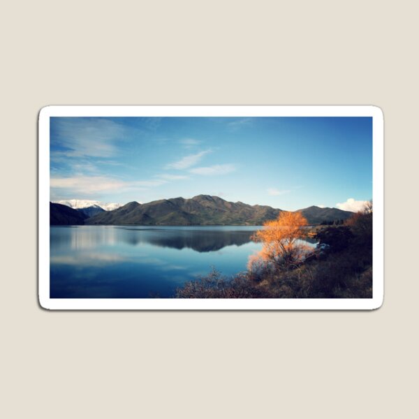 New Zealand mountains reflected in a lake. Magnet