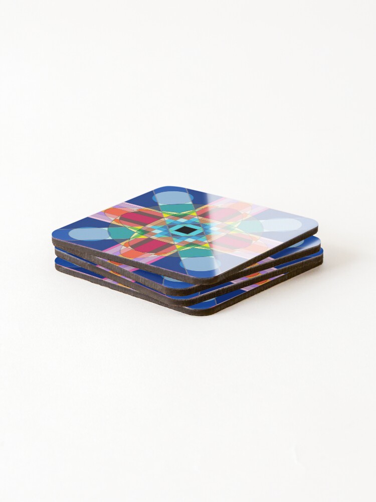 Thumbnail 4 of 5, Coasters (Set of 4), Psychedelic Geometry Pattern designed and sold by TazMack.
