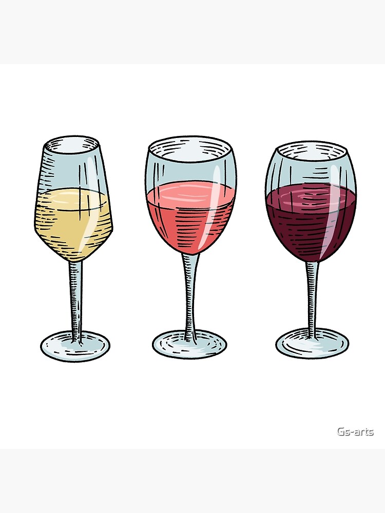 White Rose Red Wine Glasses Cartoon
