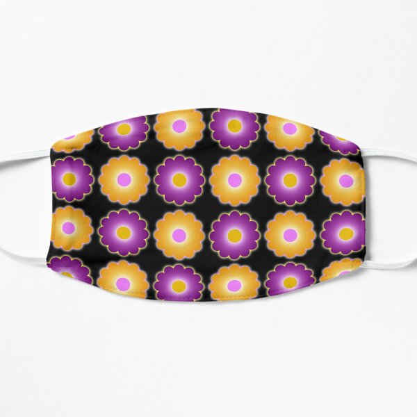 Psychedelic Flower Pattern - Pink & Orange Flat Mask