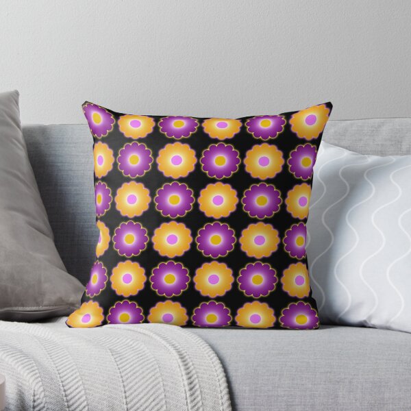 Psychedelic Flower Pattern - Pink & Orange Throw Pillow