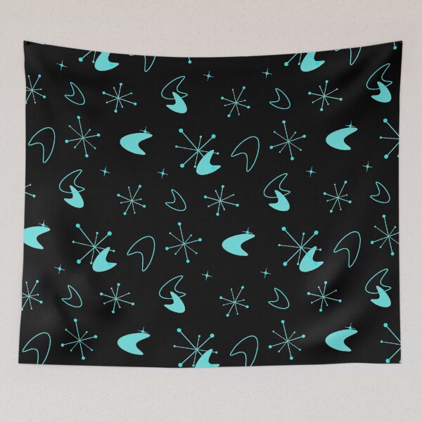 Item preview, Mid Century Modern Abstract Design Black Blue Retro, MCM Atomic designed and sold by funnytshirtemp.
