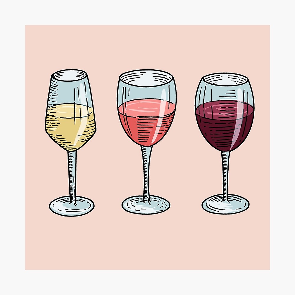 White Rose Red Wine Glasses Drinks Cartoon Poster By Gs Arts Redbubble