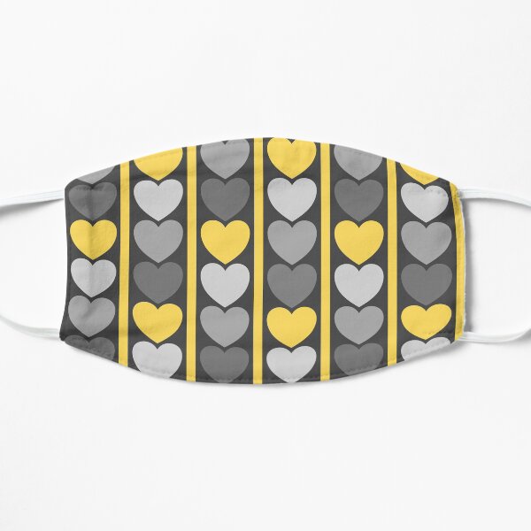 Grey and Yellow Hearts Pattern Flat Mask