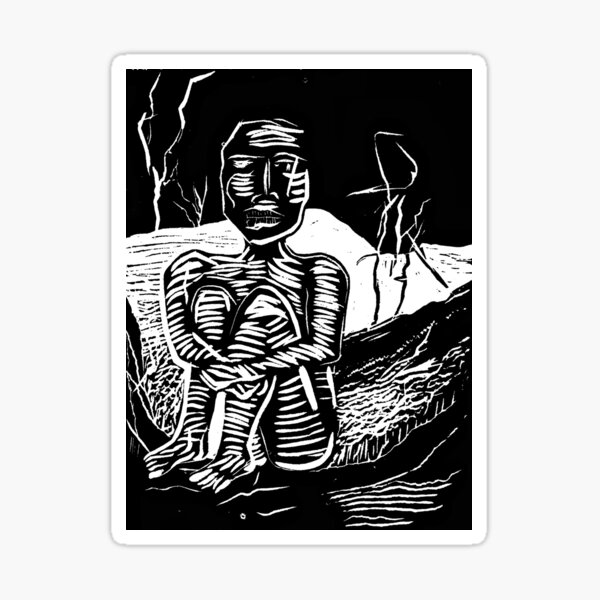 Solitude, Linocut Print Sticker