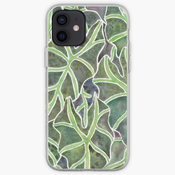 Watercolor Alocasia Leaf Pattern iPhone Soft Case