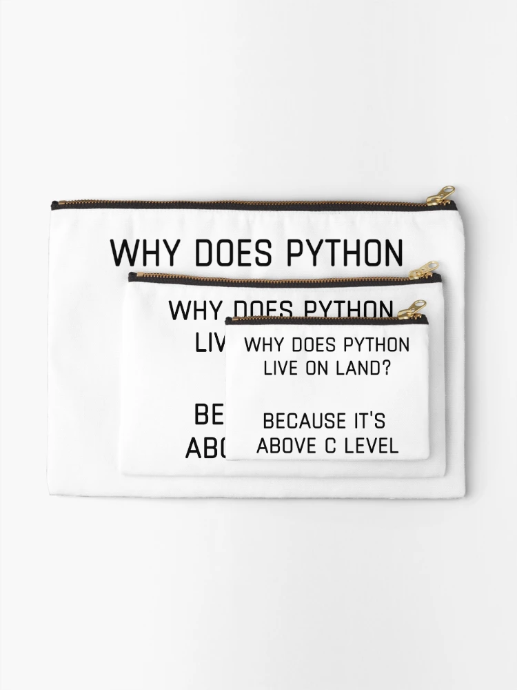 Thumbnail 2 of 4, Zipper Pouch, Python Above C Level Funny Coding designed and sold by IntegrityDesign.