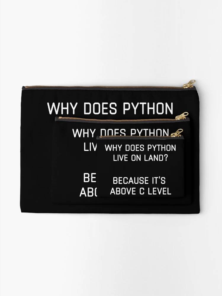 Thumbnail 2 of 4, Zipper Pouch, Python Above C Level Funny Coding designed and sold by IntegrityDesign.