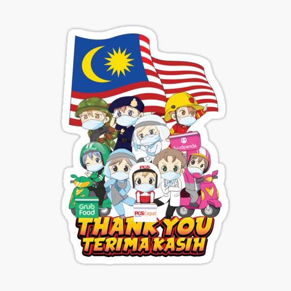 Malaysia Frontliner Terima Kasih Malaysia Sticker By Gtsbubble Redbubble