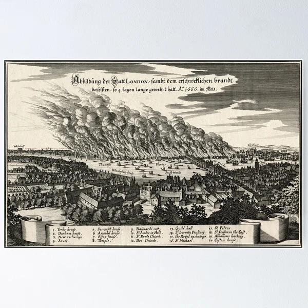 Great Fire of London 1666 Engraving