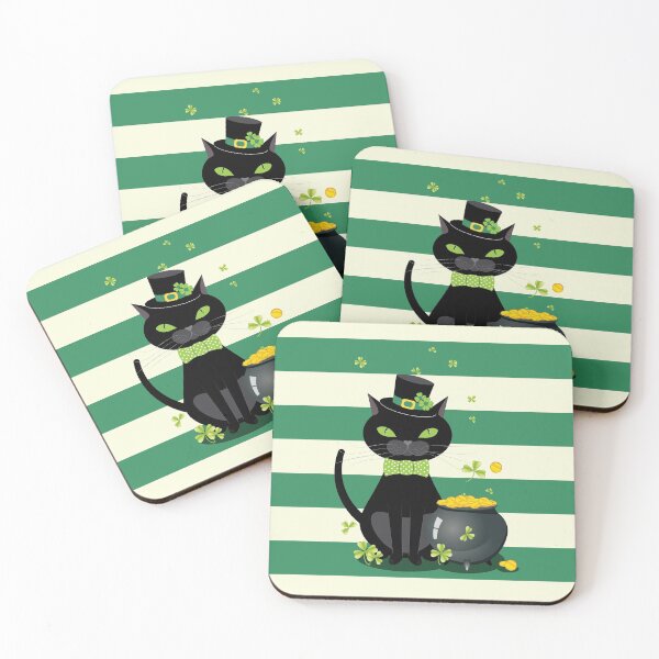 Item preview, Black cat with shamrock designed and sold by AnnArtshock.