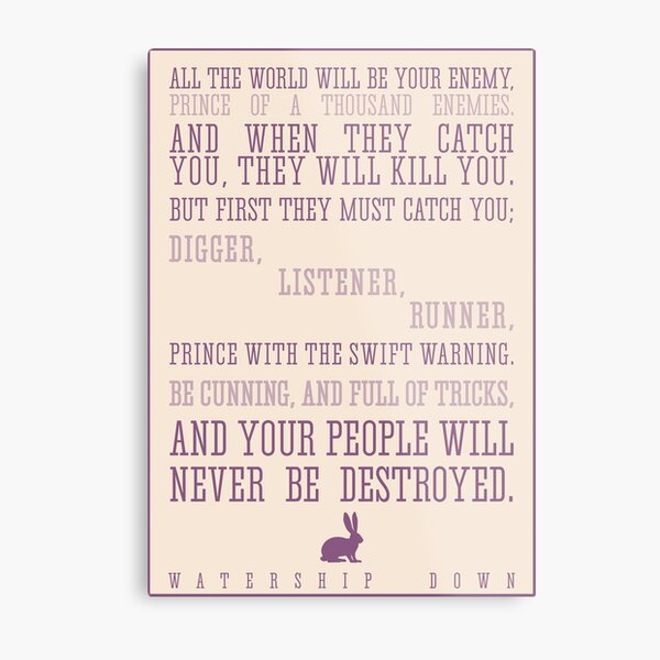 Watership Down / Richard Adams Quote Metal Print