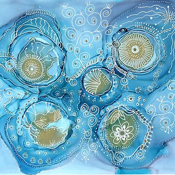 Artwork thumbnail, Blue Doodled Bubbles by marge080808
