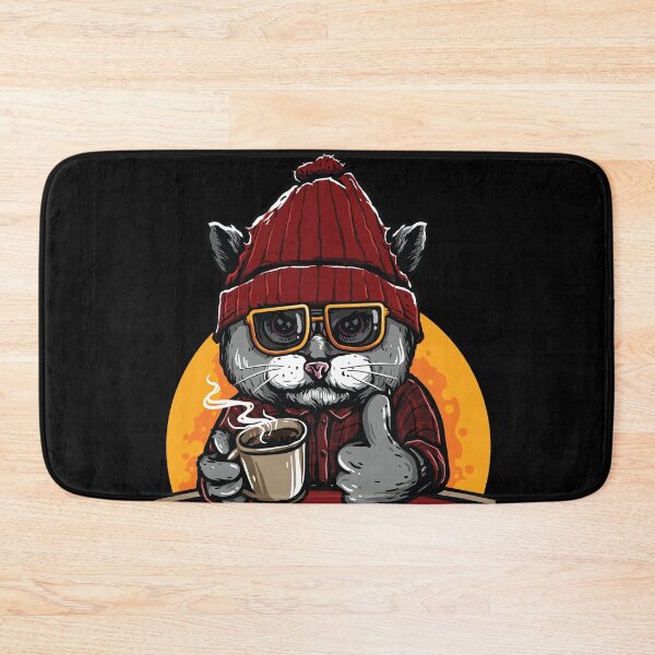 Item preview, It`s Coffee time, cat in hat drinking hot coffee designed and sold by coffeeapparel.