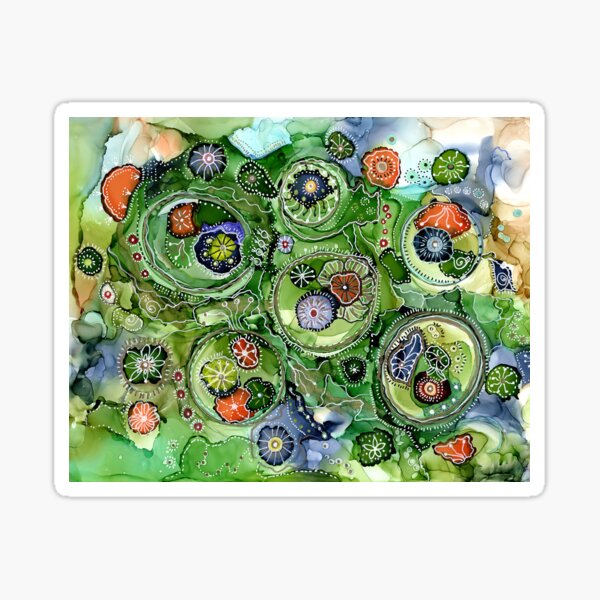 Doodled Green Bubbles Sticker