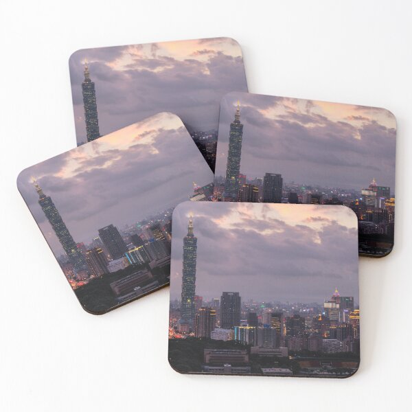 Item preview, Taipei skyline during sunset on a cloudy day view form Elephant Mountain  designed and sold by michieldros.