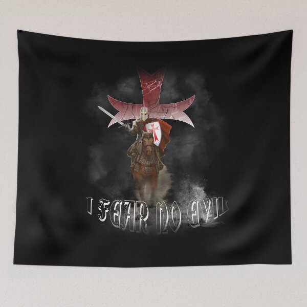 Item preview, Templar On Horse Cross Medieval Warrior Sword Knights Templar I Fear No Evil designed and sold by TopTeeShop.