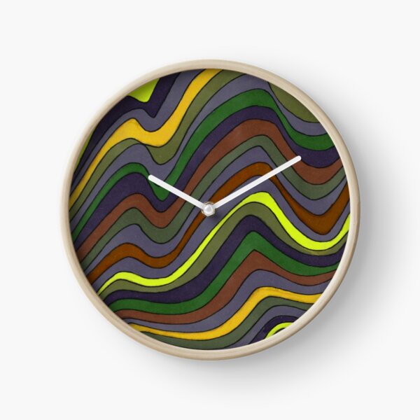 Psychedelic rainbow brown Clock
