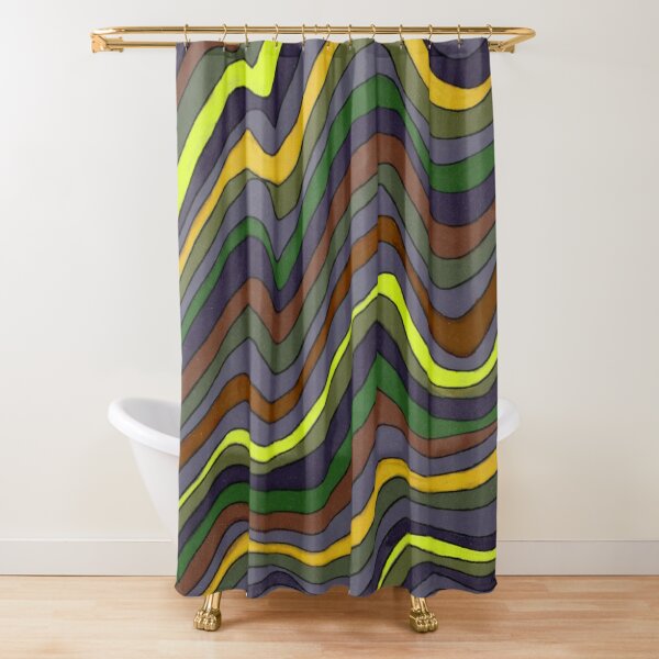 Psychedelic rainbow brown Shower Curtain