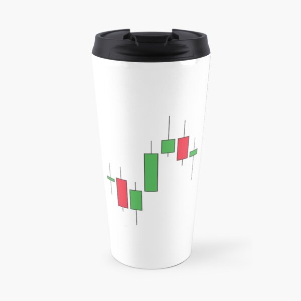 gráfico de acciones, velas japonesas. monedas mercado de intercambio Taza de viaje
