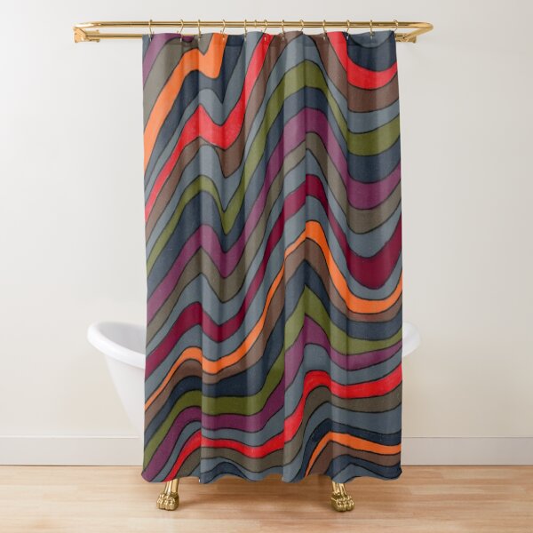 Psychedelic rainbow orange Shower Curtain