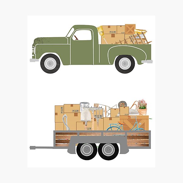 Item preview, Vintage Truck and Trailer Moving Boxes designed and sold by 4LeftTurns.