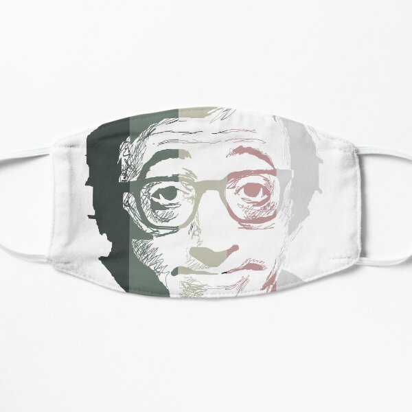 Woody Allen en rayas Mascarilla plana
