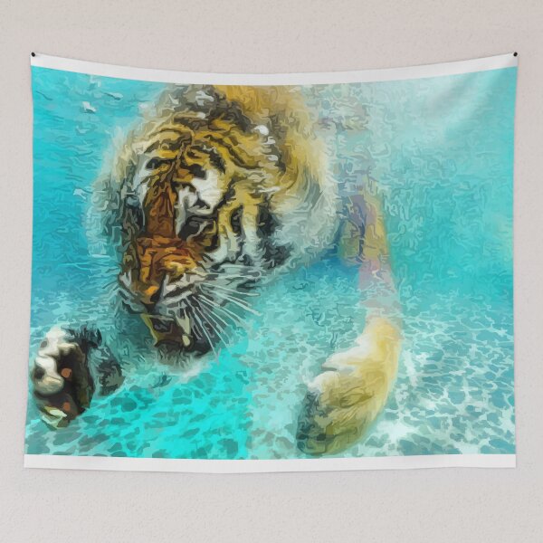 Item preview, A aggressive tiger in water designed and sold by Dipanjan20.