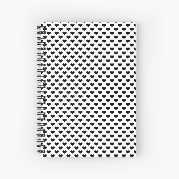 black hearts pattern white background Spiral Notebook